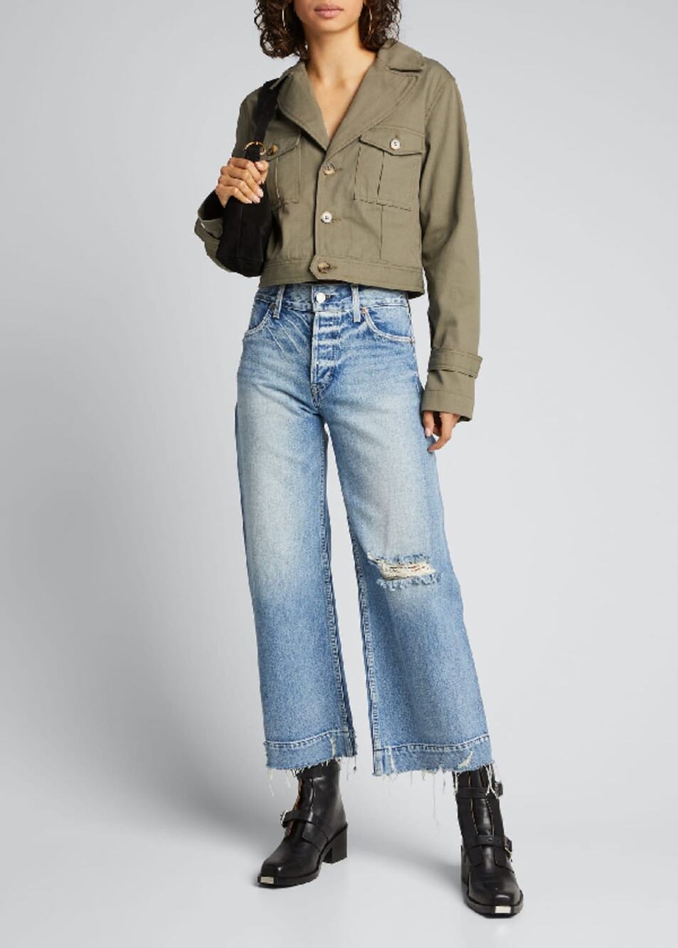 TRAVE Audrey Crop Wide Leg Jeans Under Pressure Wash Distressed Size 28